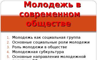 Presentation for a social studies lesson on the topic" Молодежь в современном обществе" (11 класс)
